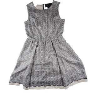 Miss Wu Silk‎ Dress Black Lace Graphic Detail Size 6 Bridal Shower Garden Party